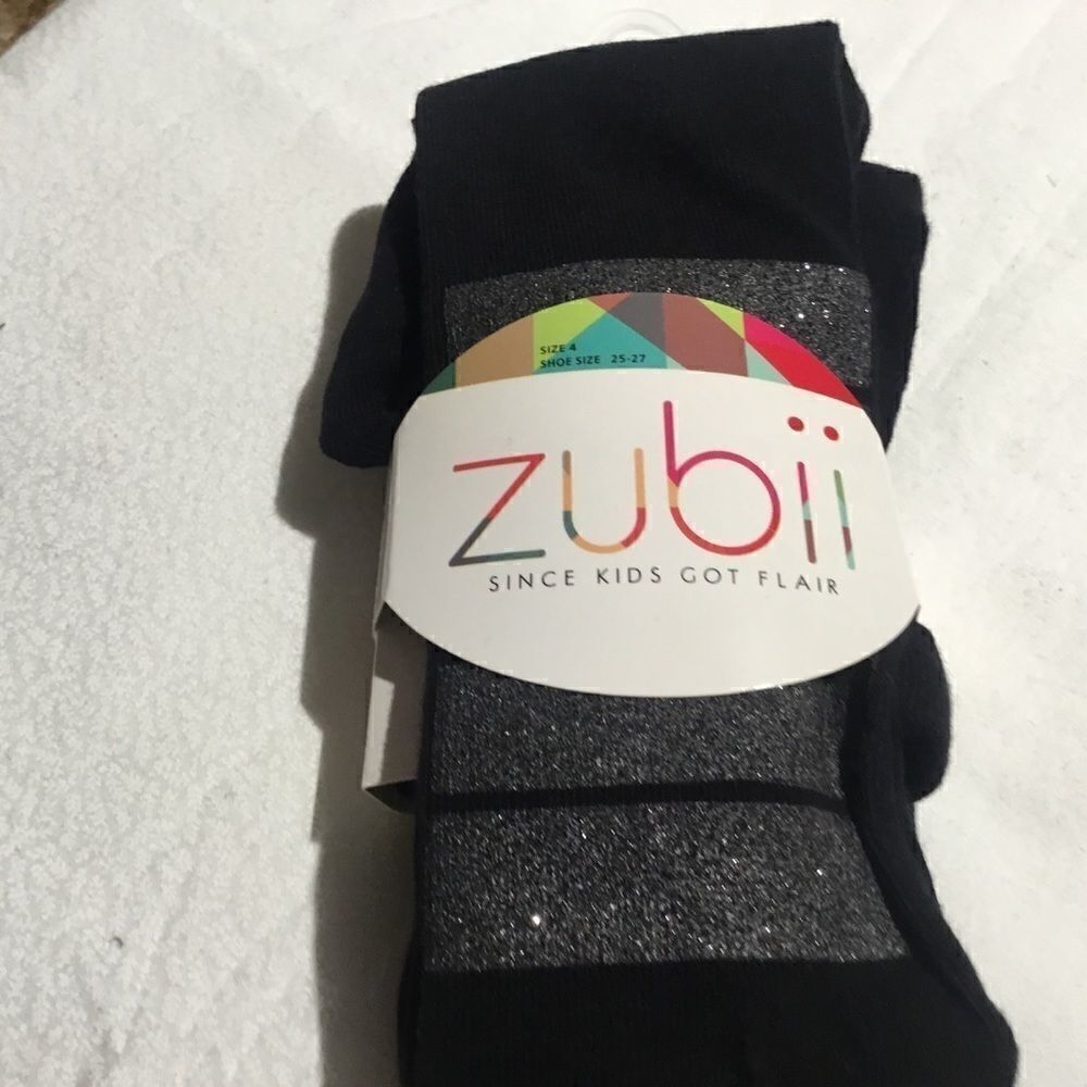 COPY - NWT Sz 4 Girls Tights Black w/Silver Stripes 3/$20